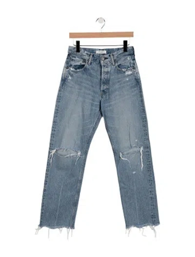 Pre-owned Moussy High-rise Straight Leg Jeans In Blue