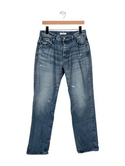 Pre-owned Moussy High-rise Straight Leg Jeans In Blue