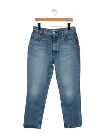 Pre-owned Moussy High-rise Straight Leg Jeans In Blue