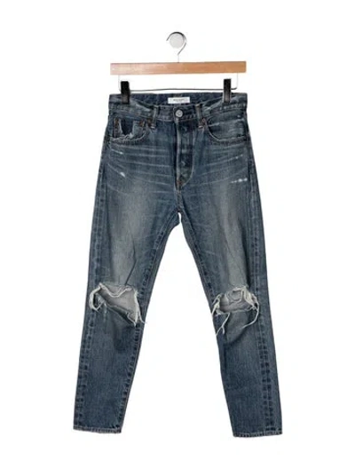 Pre-owned Moussy High-rise Straight Leg Jeans In Blue