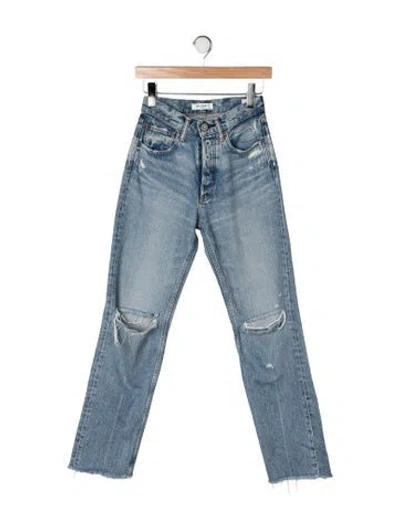 Pre-owned Moussy High-rise Straight Leg Jeans In Blue