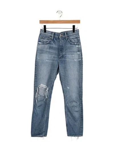 Pre-owned Moussy High-rise Straight Leg Jeans In Blue