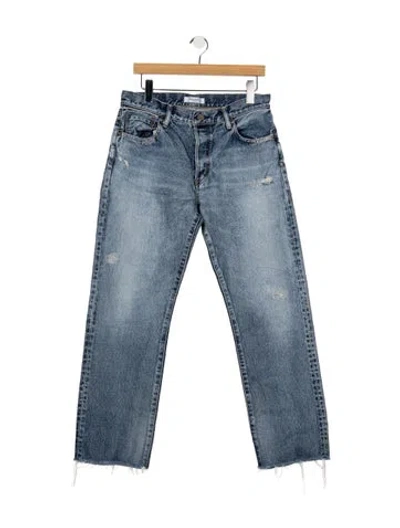 Pre-owned Moussy High-rise Straight Leg Jeans In Blue