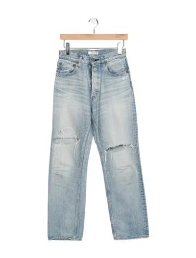 Pre-owned Moussy High-rise Straight Leg Jeans In Blue