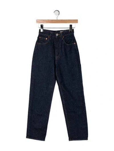 Pre-owned Moussy High-rise Straight Leg Jeans In Blue