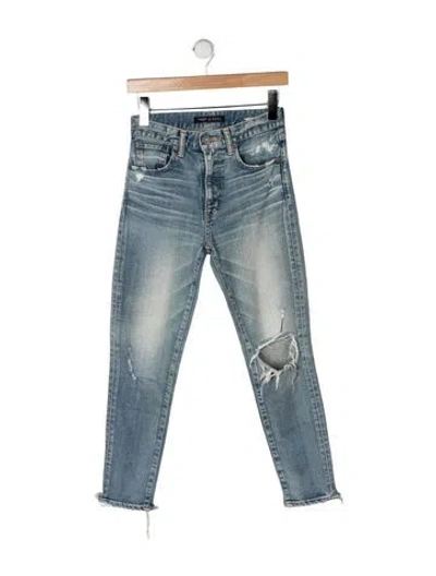 Pre-owned Moussy High-rise Straight Leg Jeans In Blue