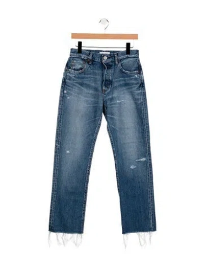 Pre-owned Moussy High-rise Straight Leg Jeans In Blue