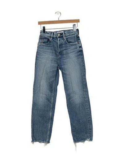 Pre-owned Moussy High-rise Straight Leg Jeans In Blue