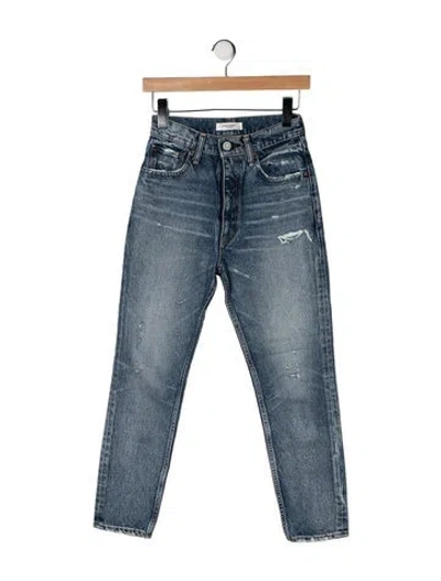 Pre-owned Moussy High-rise Straight Leg Jeans In Blue