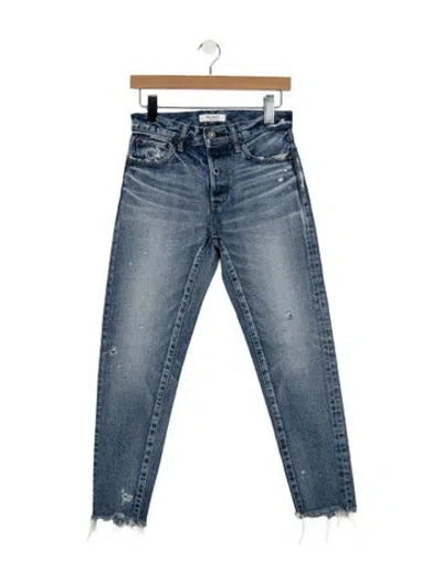 Pre-owned Moussy High-rise Straight Leg Jeans In Blue