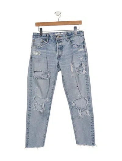Pre-owned Moussy High-rise Straight Leg Jeans In Blue