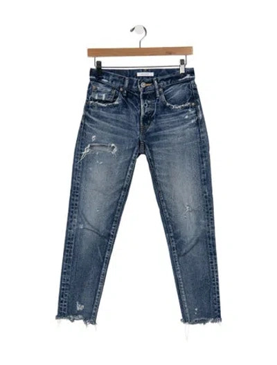 Pre-owned Moussy High-rise Straight Leg Jeans In Blue