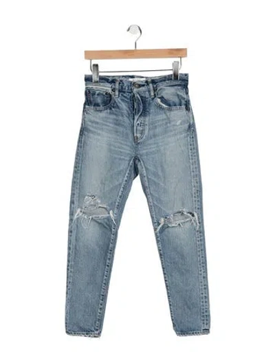 Pre-owned Moussy High-rise Straight Leg Jeans In Blue