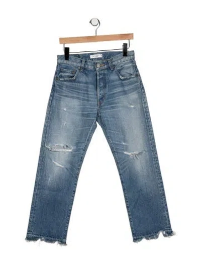 Pre-owned Moussy High-rise Straight Leg Jeans In Blue
