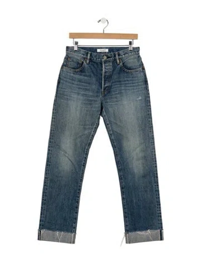 Pre-owned Moussy High-rise Straight Leg Jeans In Blue