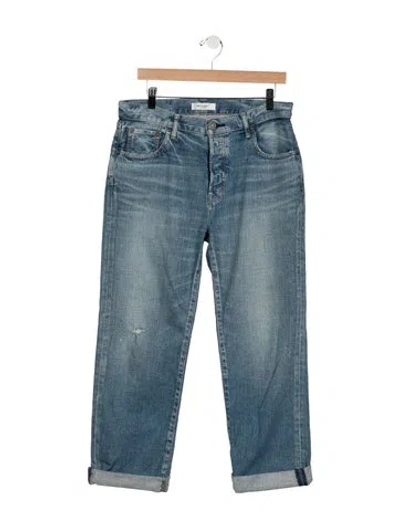 Pre-owned Moussy High-rise Straight Leg Jeans In Blue