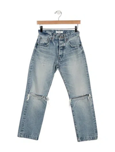 Pre-owned Moussy High-rise Straight Leg Jeans In Blue