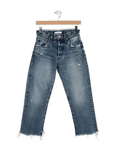 Pre-owned Moussy High-rise Straight Leg Jeans In Blue