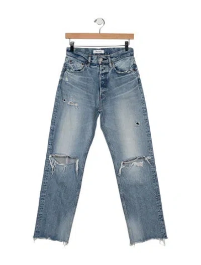 Pre-owned Moussy High-rise Straight Leg Jeans In Blue
