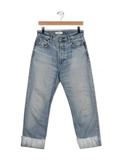 Pre-owned Moussy High-rise Straight Leg Jeans In Blue