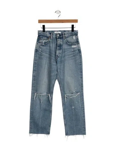 Pre-owned Moussy High-rise Straight Leg Jeans In Blue