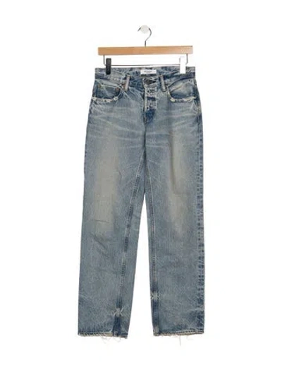Pre-owned Moussy High-rise Straight Leg Jeans In Blue