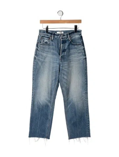 Pre-owned Moussy High-rise Straight Leg Jeans In Blue
