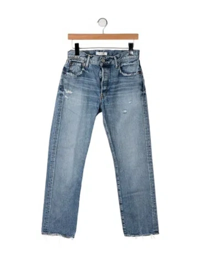 Pre-owned Moussy High-rise Straight Leg Jeans In Blue