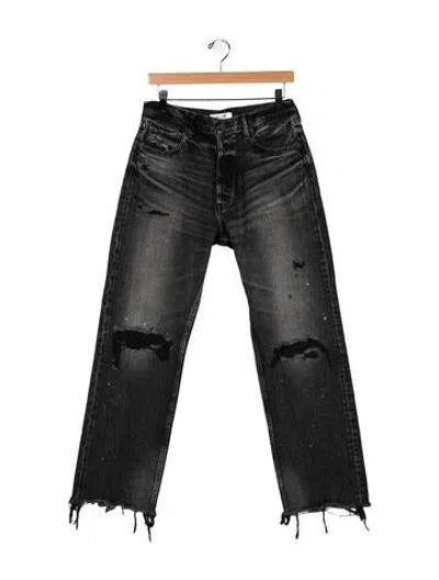 Pre-owned Moussy High-rise Straight Leg Jeans In Gray