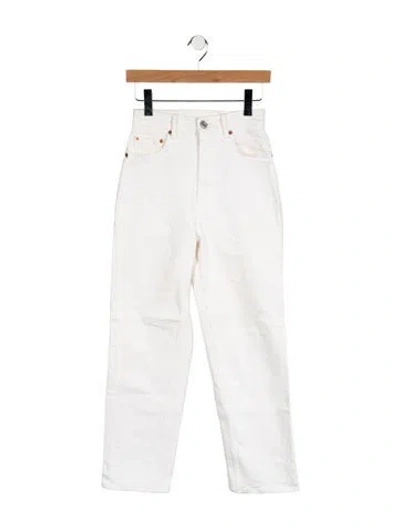 Pre-owned Moussy High-rise Straight Leg Jeans In Neutrals