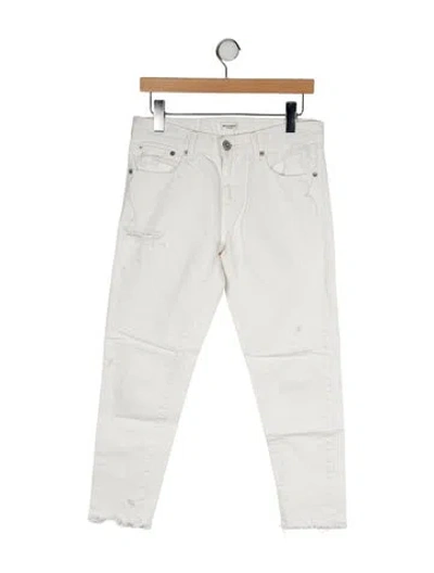 Pre-owned Moussy High-rise Straight Leg Jeans In White