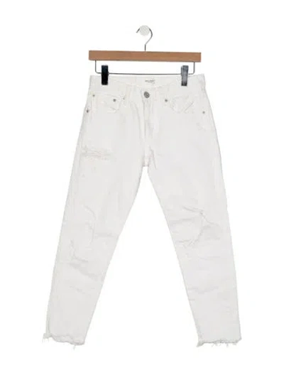 Pre-owned Moussy High-rise Straight Leg Jeans In White