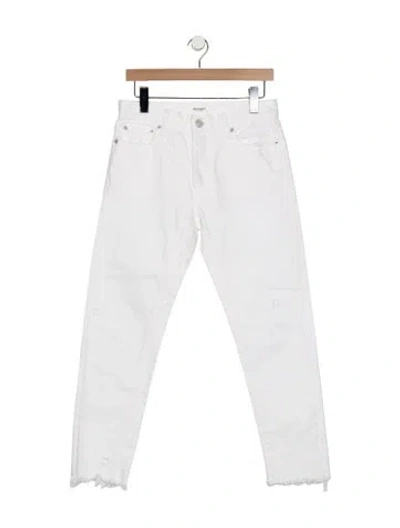 Pre-owned Moussy High-rise Straight Leg Jeans In White