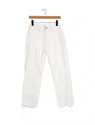 Pre-owned Moussy High-rise Straight Leg Jeans In White