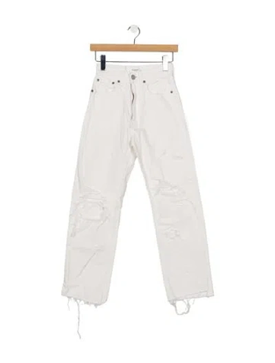 Pre-owned Moussy High-rise Straight Leg Jeans In White