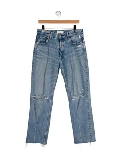 Pre-owned Moussy High-rise Wide Leg Jeans In Blue