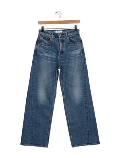 Pre-owned Moussy High-rise Wide Leg Jeans In Blue