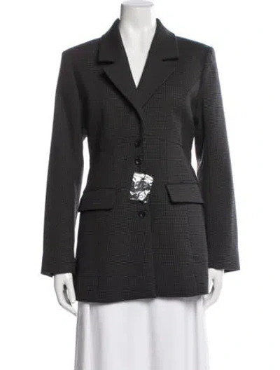 Pre-owned Moussy Houndstooth Print Blazer In Gray
