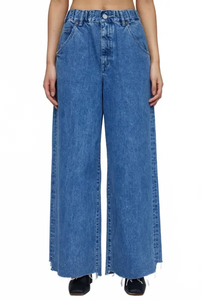 Moussy Ivy Relax Wide Leg Jean In Blue