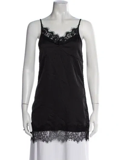 Pre-owned Moussy Lace Pattern V-neck Top W/ Tags In Black