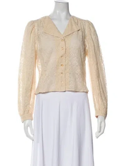 Pre-owned Moussy Lace V-neck Crop Top W/ Tags In Neutral