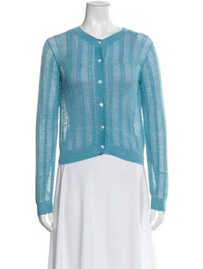 Pre-owned Moussy Linen Crew Neck Sweater In Blue