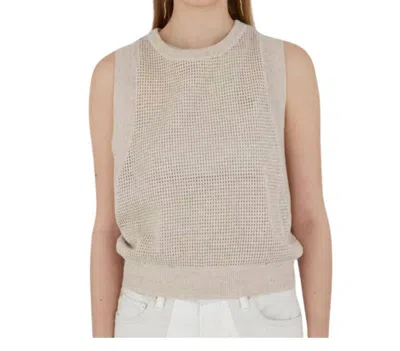 Moussy Linen Mix Knit Tank Top In White