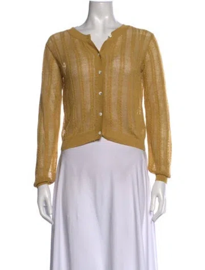 Pre-owned Moussy Linen V-neck Sweater In Yellow