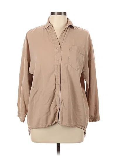 Pre-owned Moussy Long Sleeve Button Down Shirt In Tan