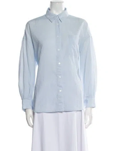 Pre-owned Moussy Long Sleeve Button-up Top In Blue