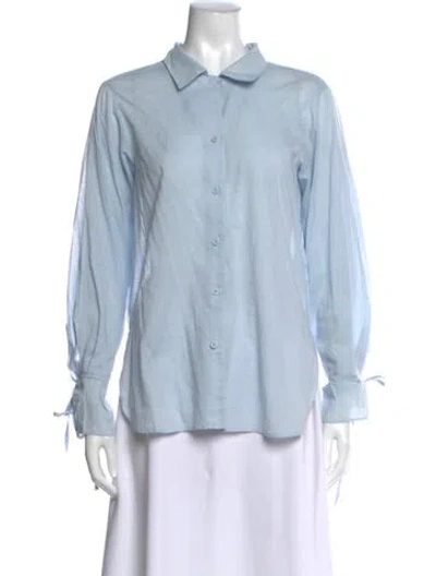 Pre-owned Moussy Long Sleeve Button-up Top In Blue