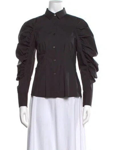 Pre-owned Moussy Long Sleeve Button-up Top In Brown