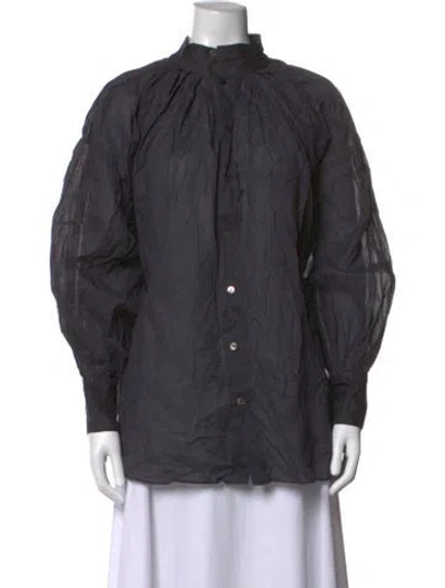 Pre-owned Moussy Long Sleeve Button-up Top In Grey