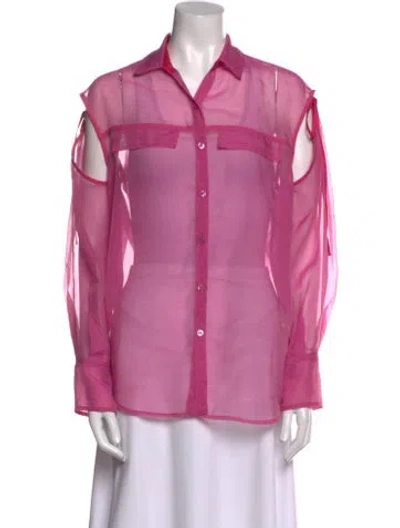 Pre-owned Moussy Long Sleeve Button-up Top In Pink